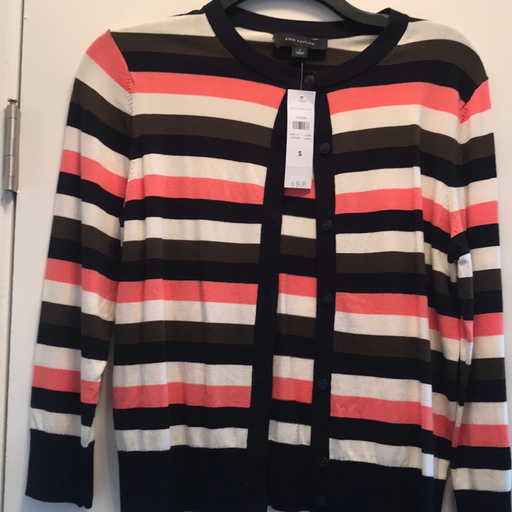 Ann Taylor Factory multi striped cardigan